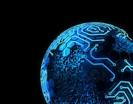 Internet smart earth technology, circuit board data transmission イラスト素材