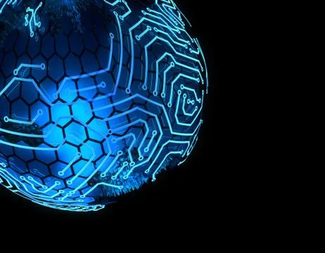 Internet smart earth technology, circuit board data transmission Stock Illustration