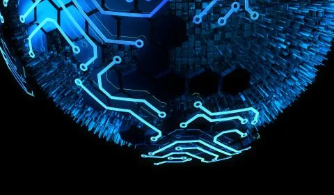 Internet smart earth technology, circuit board data transmission 库存插图