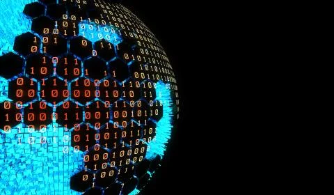 Internet smart earth technology, network data transmission 库存插图