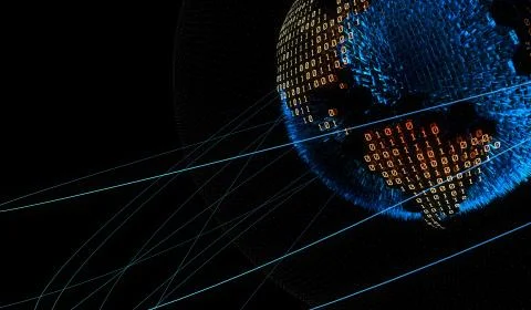 Internet smart earth technology, network data transmission Stock Illustration