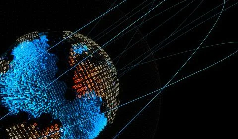 Internet smart earth technology, network data transmission 库存插图