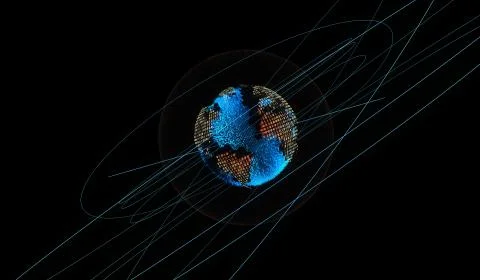 Internet smart earth technology, network data transmission Stock-Illustration