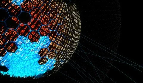 Internet smart earth technology, network data transmission 库存插图