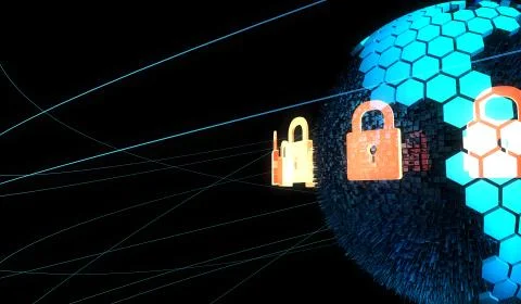 Internet smart earth technology, network data protection 库存插图