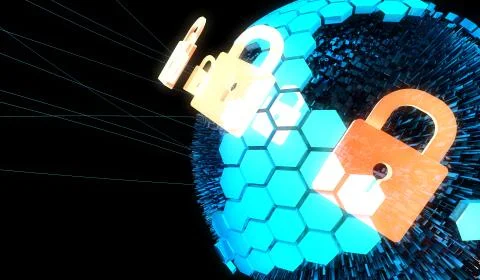 Internet smart earth technology, network data protection 库存插图