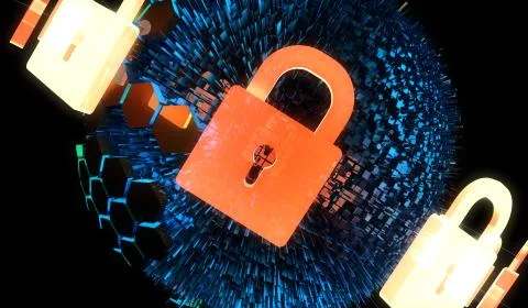 Internet smart earth technology, network data protection 库存插图