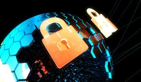 Internet smart earth technology, network data protection 库存插图