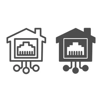 Internet socket in smart house line and solid icon, smart home concept Stock Illustration