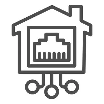 Internet socket in smart house line icon, smart home concept, technology sign on Stock Illustration