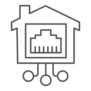 Internet socket in smart house thin line icon, smart home concept, technology Stock Illustration
