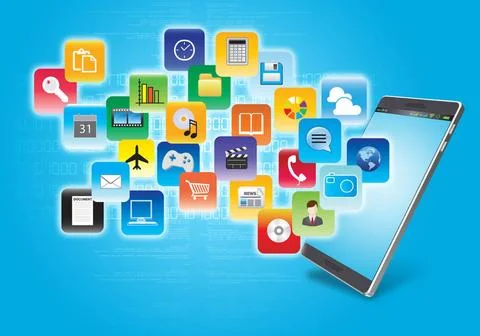  Internet software and Application icons of software and application avail... 스톡 사진