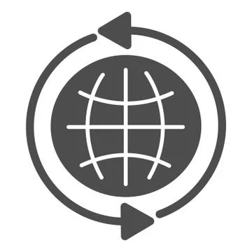 Internet solid icon. Global web, earth globe with shape rounded arrows symbol Illustrazione stock