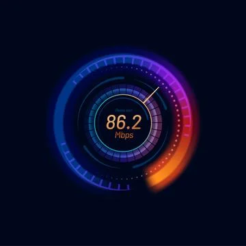 Internet speed meter dial with gauge and arrow Stock Illustration