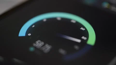 Internet speed test on phone display. ookla speedtest on digital iphone. Stock-Footage 265081600