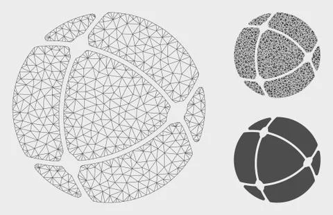 Internet Sphere Vector Mesh Network Model and Triangle Mosaic Icon Ilustração Stock