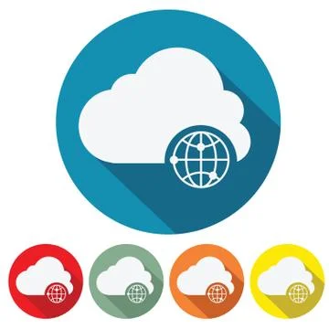 Internet storage cloud web icon flat design Stock Illustration