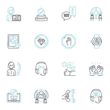 Internet support linear icons set. Connectivity, Broadband, Wi-Fi, Nerk, Router Stock Illustration