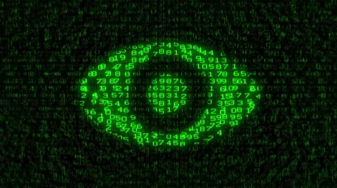 Internet Surveillance - Digital Data Code Matrix Stock-Footage 60962423