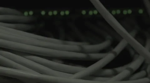 Internet switch with defocused traffic LEDs blinking Stock Footage 57748240