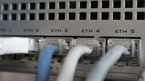 Internet Switch With Utp Cables. Data Network Center Servers.  E-Commerce Stock Footage 196140690