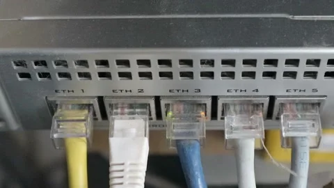 Internet Switch With Utp Cables. Data Network Center Servers. Cloud Computing Stock Footage 196140692