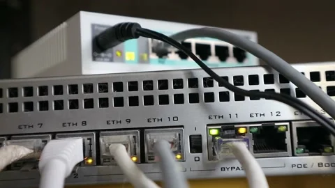 Internet Switch With Utp Cables. Data Network Center Servers. Cloud Computing Stock Footage 196140695
