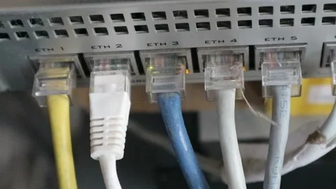 Internet Switch With Utp Cables. Data Network Center Servers. Cloud Computing, Stock Footage 196140696