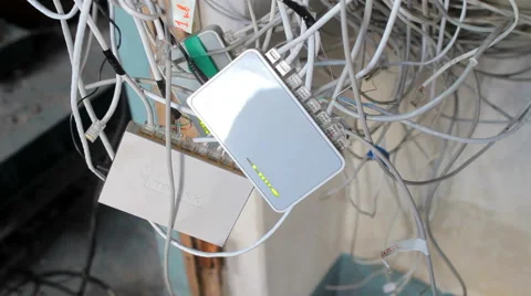 Internet switch, wire mess Stock Footage 64658650