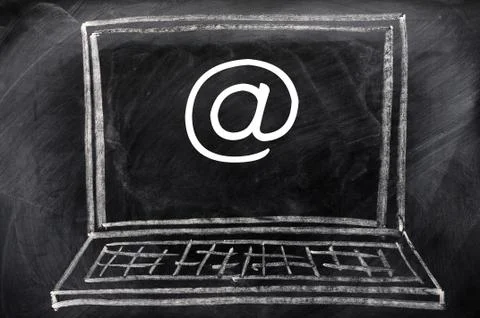 Internet symbol on a portable computer Stock Photos