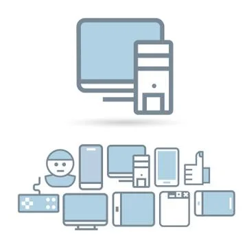 Internet technologies icon set Stock Illustration