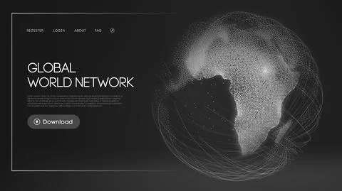 Internet technology 3d vector background. Web design vector illustration. Global イラスト素材