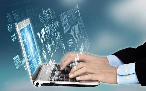  Internet technology access Internet Access Technology Concept with laptop... Foto stock