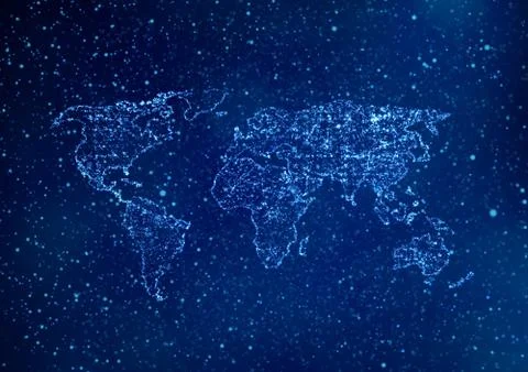 Internet technology background of world map, 3d render illustration Stock Illustration