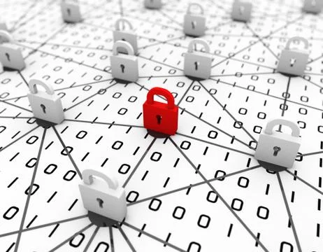 Internet technology communication, data security and protection Illustrazione stock