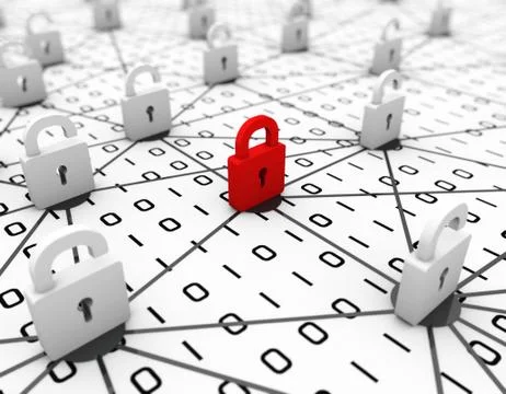 Internet technology communication, data security and protection Illustration