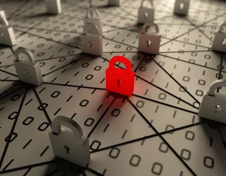 Internet technology communication, data security and protection Illustration