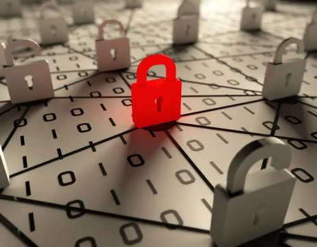 Internet technology communication, data security and protection Illustrazione stock