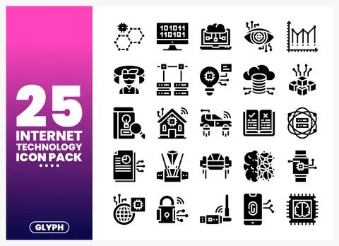 Internet Technology Glyph Icons for Digital Innovation Stock Illustration