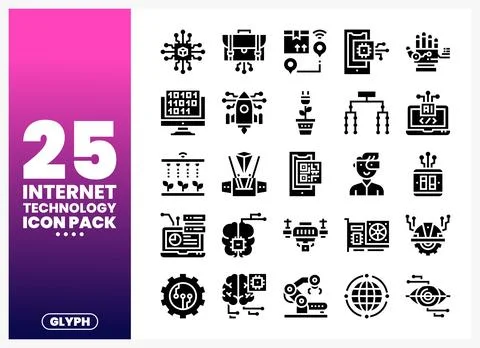 Internet Technology Glyph Icons イラスト素材