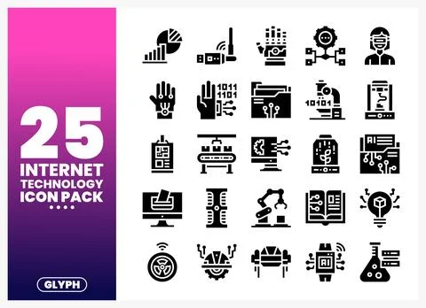 Internet technology glyph icons in a pack Ilustração Stock
