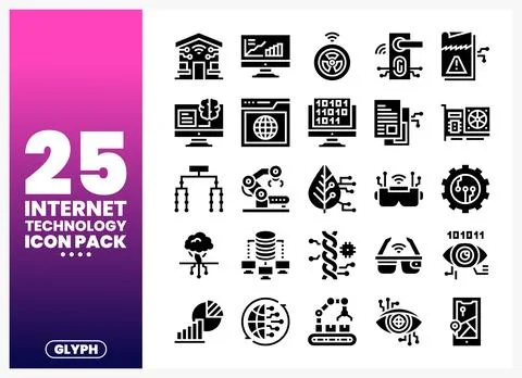 Internet technology icon pack with abstract icons on white background Stock-Illustration