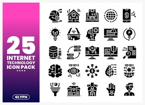Internet Technology Icon Pack - Digital Icons Stock Illustration