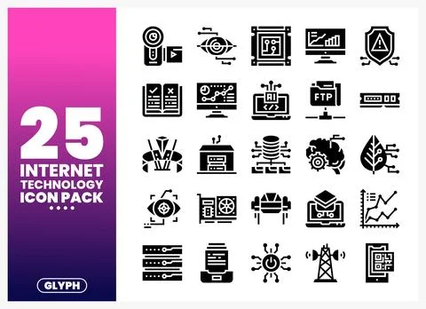 Internet technology icon set on a gradient background. abstract digital ele.. Stock Illustration