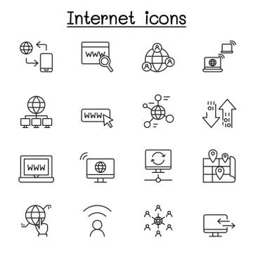 Internet technology icon set in thin line style Stock-Illustration
