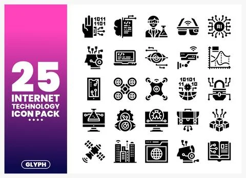 Internet Technology Icons with AI and Robotics Illustrazione stock