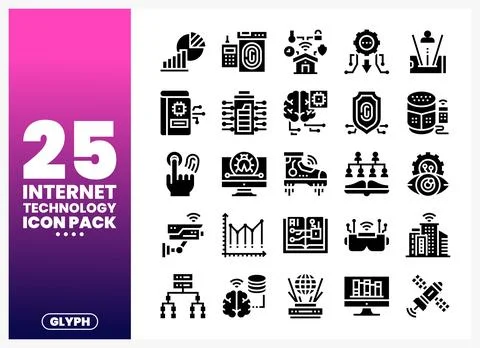 Internet Technology Icons with AI and Data Symbols イラスト素材