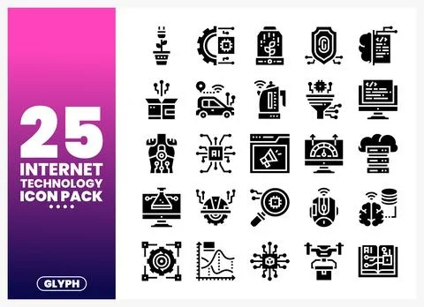 Internet Technology Icons AI. IoT. Cloud. Data. Security Stockillustratie