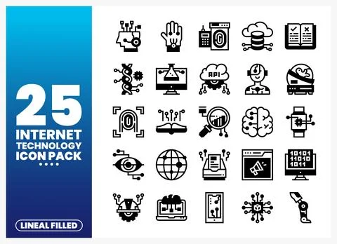 Internet technology icons in black on white background. icons. Stock Illustration