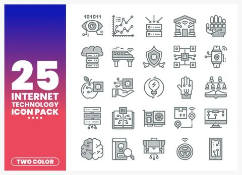 Internet technology icons in a clean. modern two-color design. Ilustração Stock